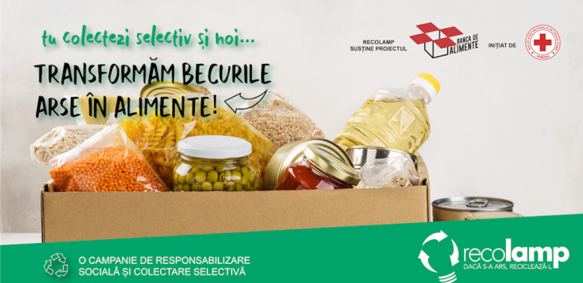 Inițiativă Recolamp: Becurile arse se transformă în alimente pentru persoanele defavorizate