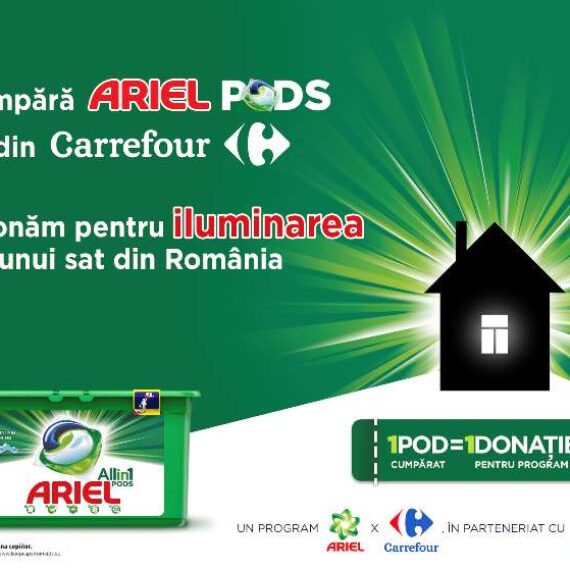 POD cu POD luminezi o casă – o campanie Ariel și Carrefour, în parteneriat cu ViitorPlus