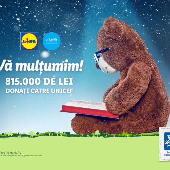 Lidl donează, cu sprijinul clienților săi, 815.000 de lei către UNICEF