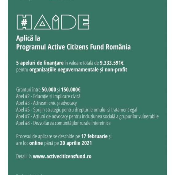 Finanțare de peste 9 milioane euro pentru ONG-uri prin Active Citizens Fund România