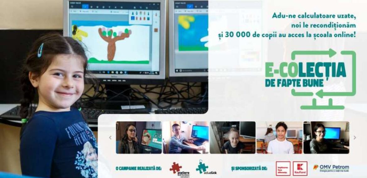 Kaufland România și Asociația Ateliere Fără Frontiere dau startul campaniei “E-COLECȚIA de fapte bune’’ care transformă calculatoarele vechi în unele noi, pentru elevii din medii vulnerabile