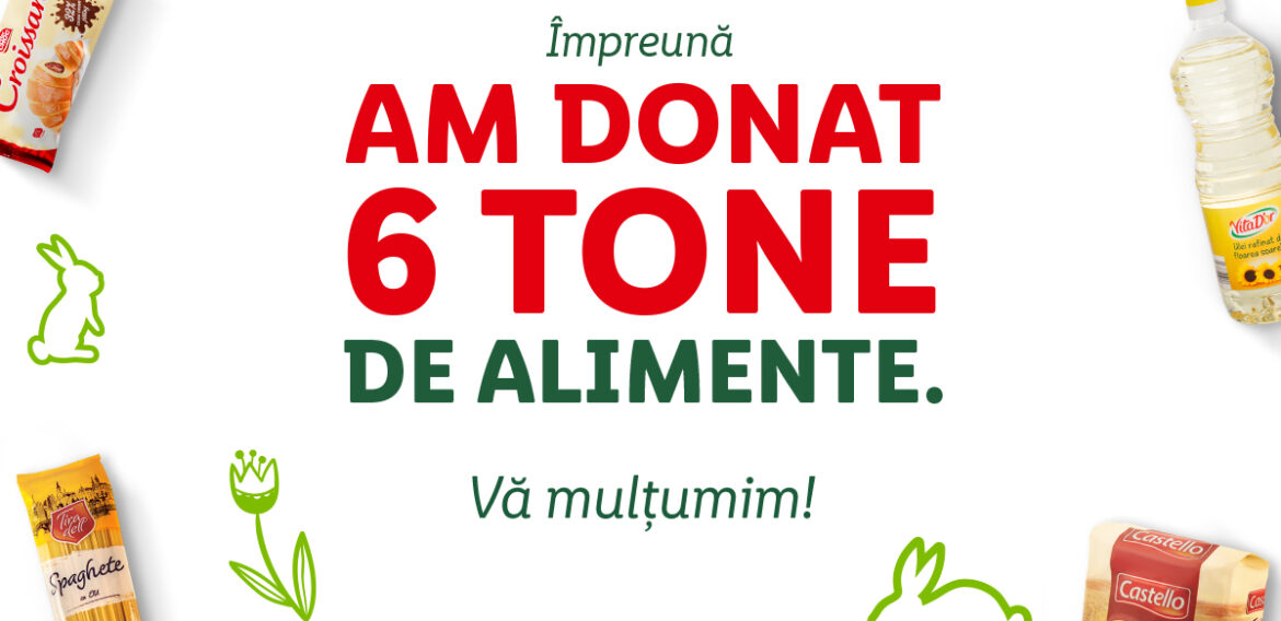 Clienții Lidl au donat peste 31 de tone de produse alimentare pentru comunitățile vulnerabile, în cadrul campaniei organizate în preajma Paștelui împreună cu rețeaua națională a Băncilor pentru Alimente