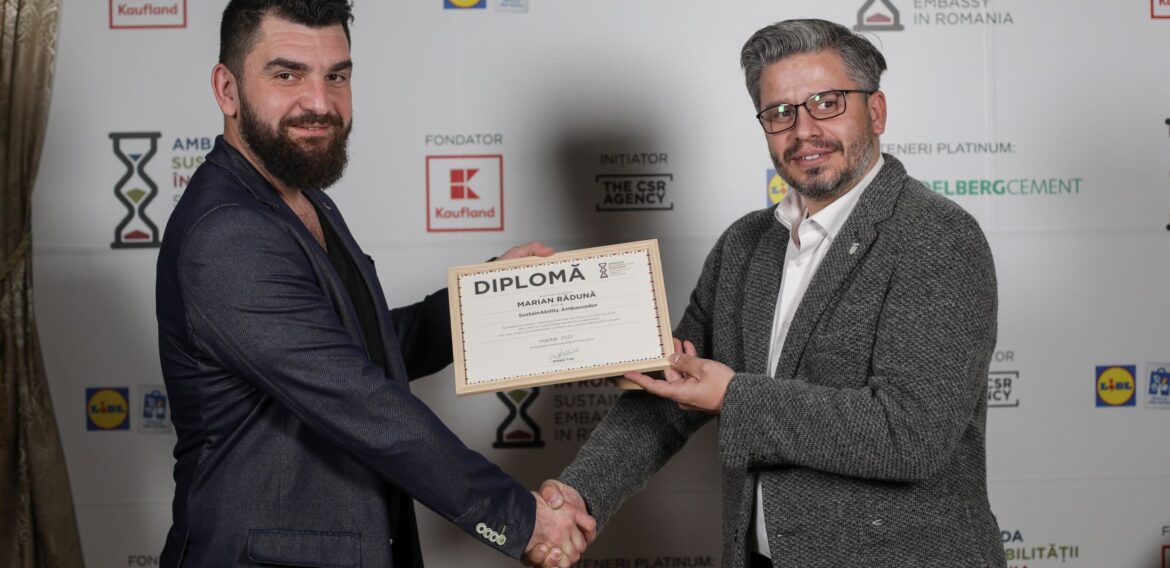 Marian Rădună a primit titlul de Ambasador al Sustenabilității