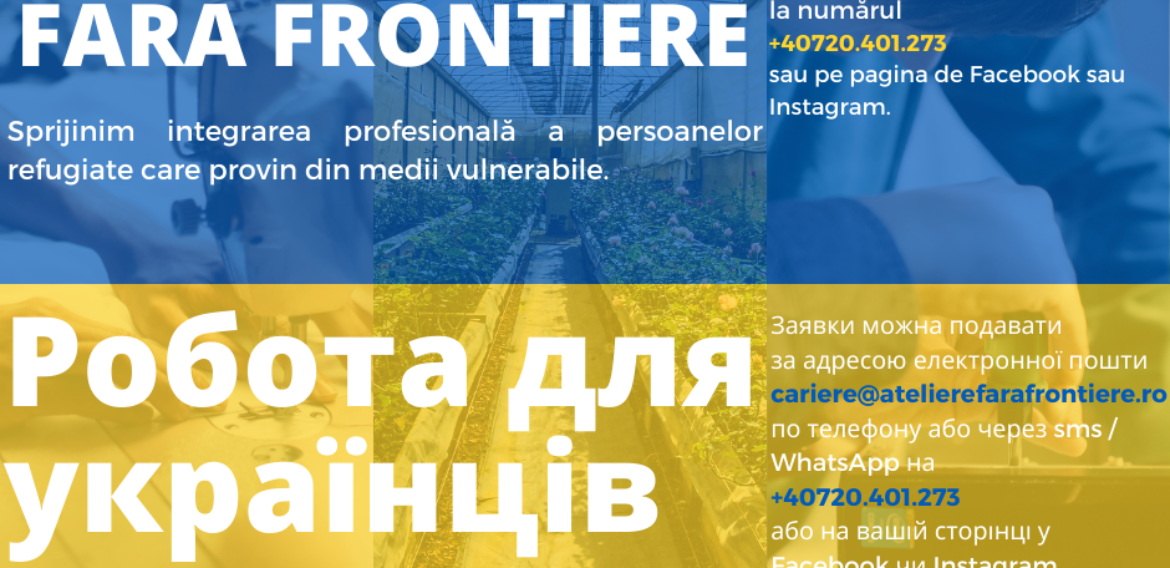 Ateliere Fără Frontiere angajează refugiați ucraineni