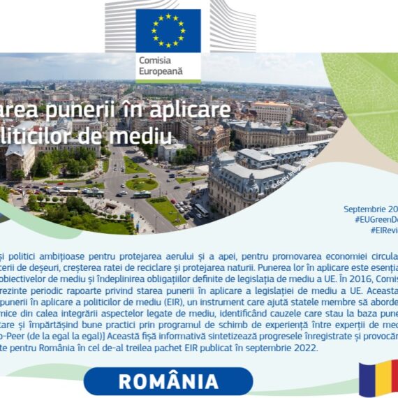 A treia evaluare a punerii în aplicare a politicilor de mediu. Principalele provocări ale României : legislația privind gestionarea deșeurilor, calitatea aerului, tratarea apelor urbane reziduale, taxe de mediu prea mici