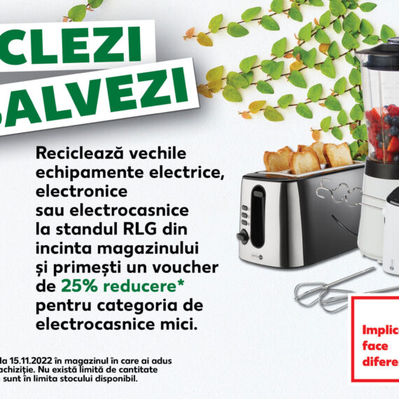 Kaufland demarează o campanie de colectare a deșeurilor electrice și electronice și oferă 25% reducere pentru electrocasnicele noi