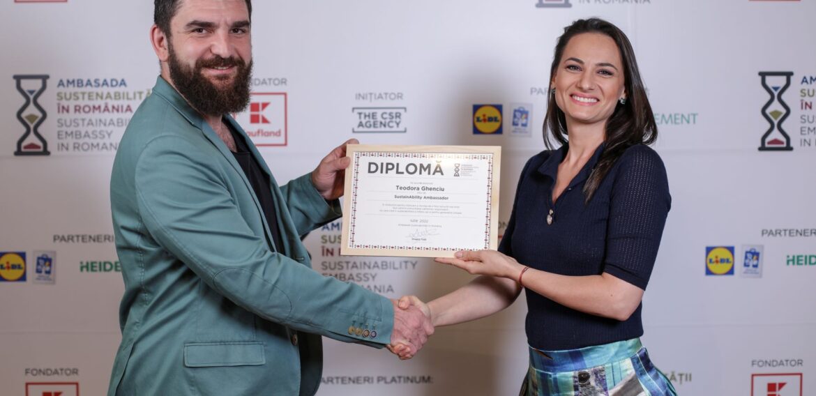 Teodora Ghenciu a fost desemnată Ambasador al Sustenabilității
