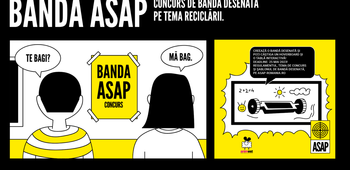 Concurs de benzi desenate cu premii pentru elevii din Brașov și Iași.  ASAP România și Animest îi invită să își imagineze un erou al reciclării