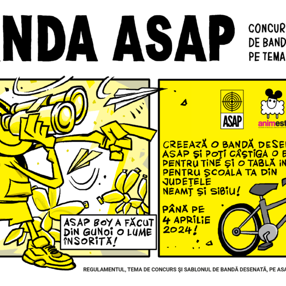 Concurs de benzi desenate cu premii pentru elevii din județele Sibiu și Neamț.  ASAP România și Animest îi invită să își imagineze eroul reciclării