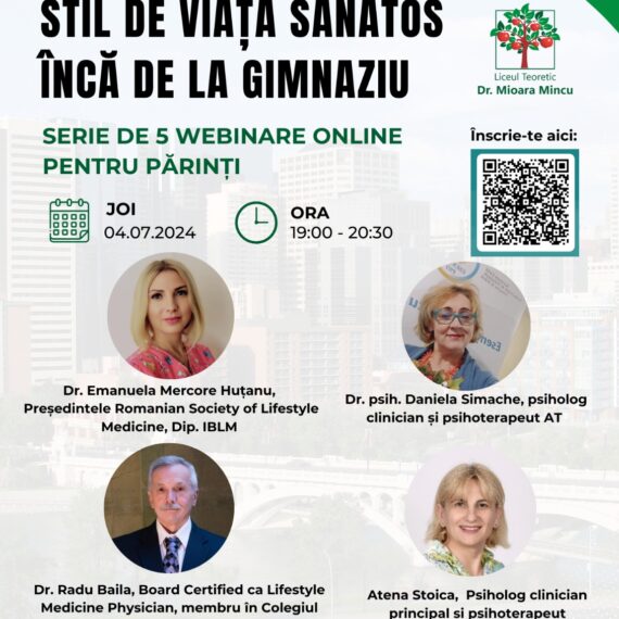 Stil de viață sănătosîncă de la gimnaziu – serie de 5 webinare online pentru părinți